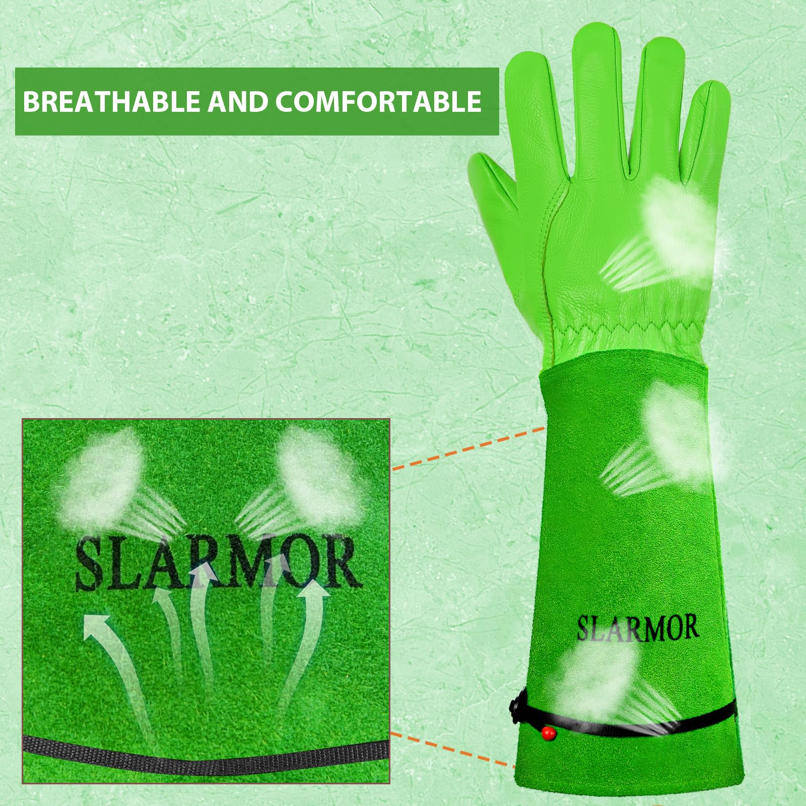 SLARMOR Gardening Gloves on hands while gardening