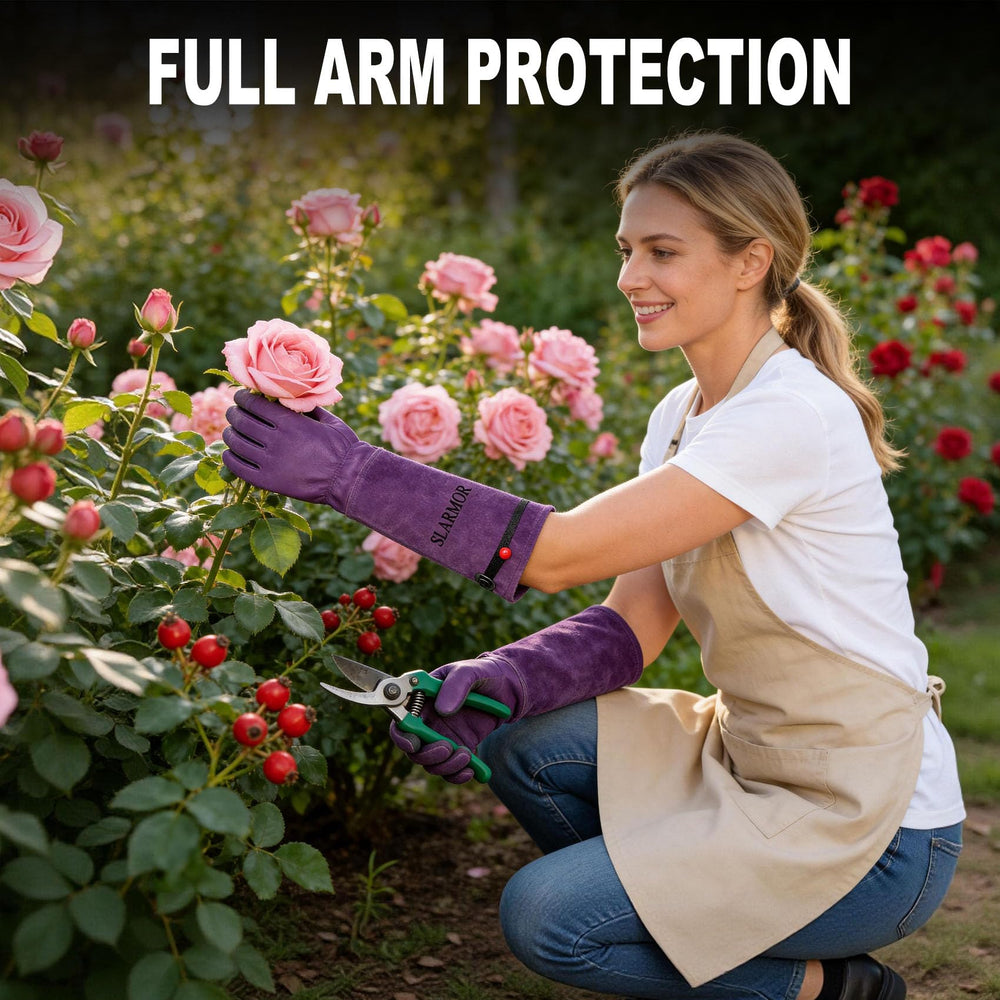 SLARMOR Gardening Gloves purple packaging