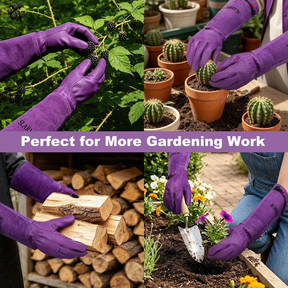SLARMOR Gardening Gloves purple with tools