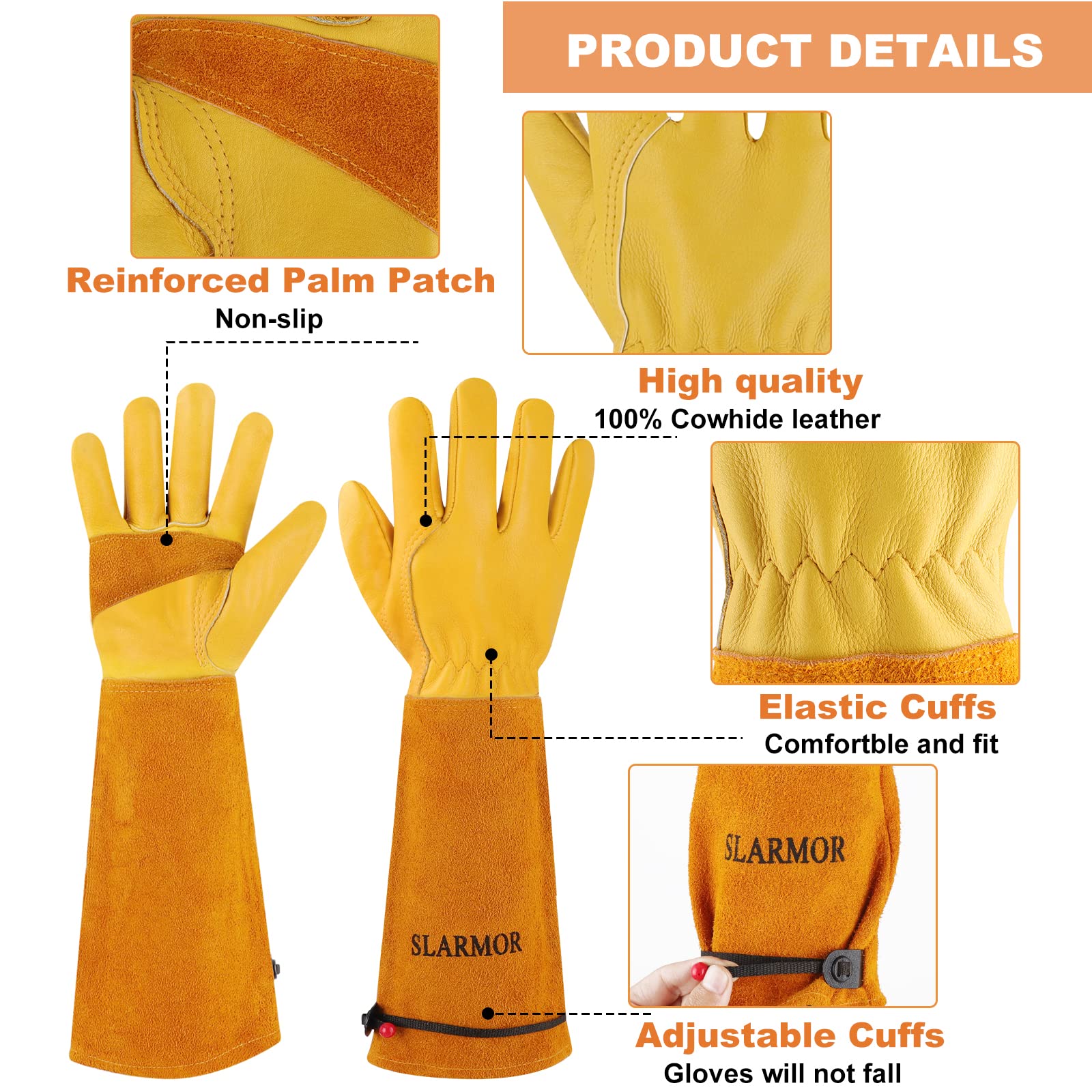 SLARMOR Gardening Gloves side view showing elbow-length design