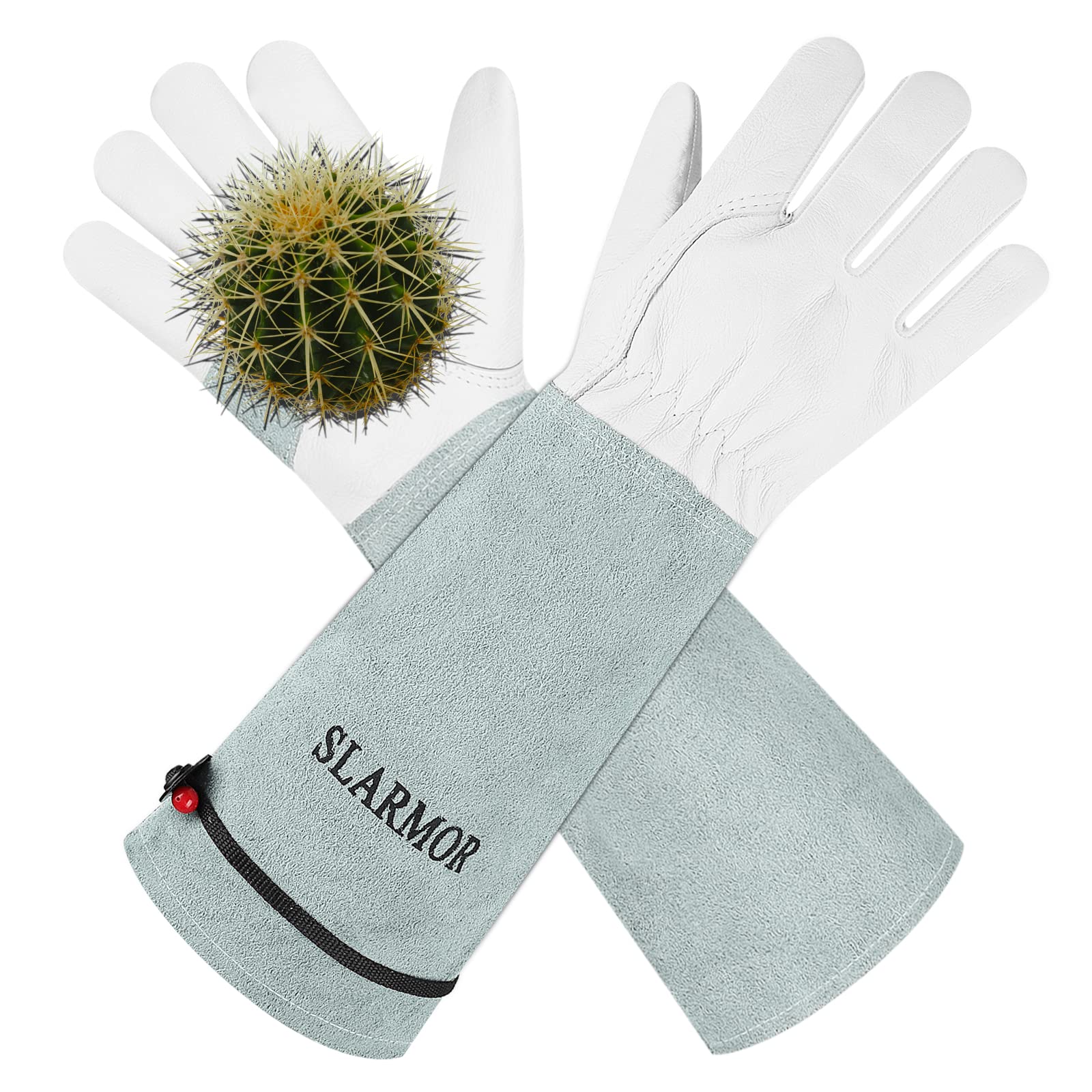 SLARMOR Thorn Proof Gardening Gloves in white, front view