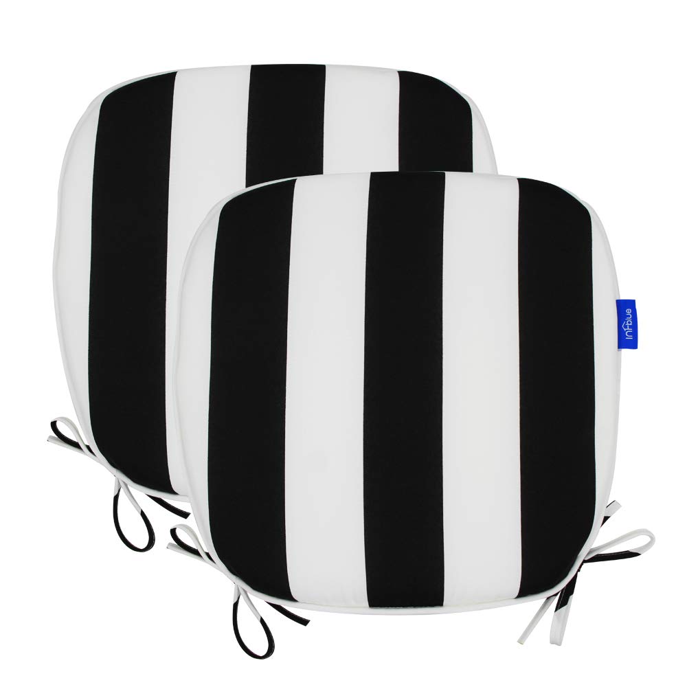 SleepMan Outdoor Chair Cushion Set of 2 in Black Stripe