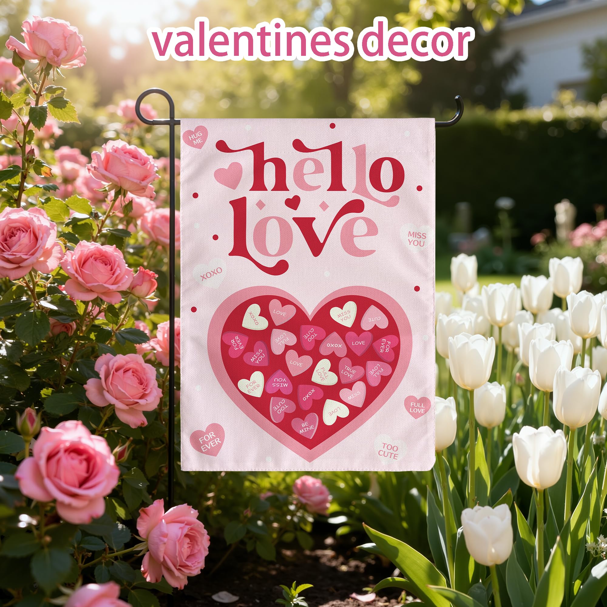 Sleeve hanger of the OHOME Heart Love Garden Flag for easy installation