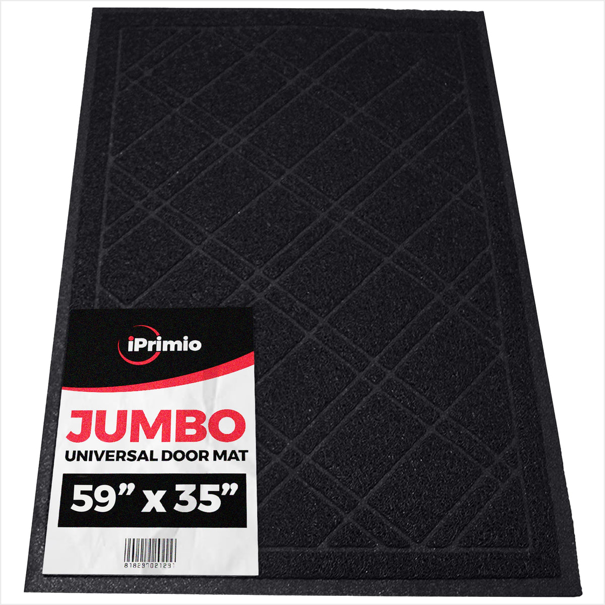 SlipToGrip Indoor Outdoor Plaid Door Mat front view, black
