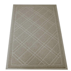 SlipToGrip Indoor Outdoor Plaid Door Mat front view, taupe