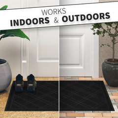 SlipToGrip Indoor Outdoor Plaid Door Mat in entryway setting