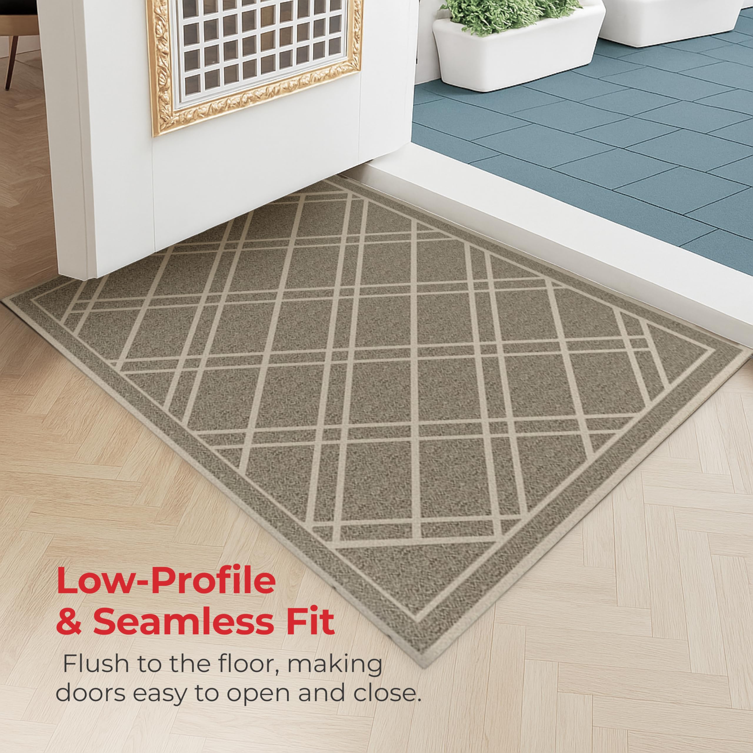 SlipToGrip mat beside shoes at entryway