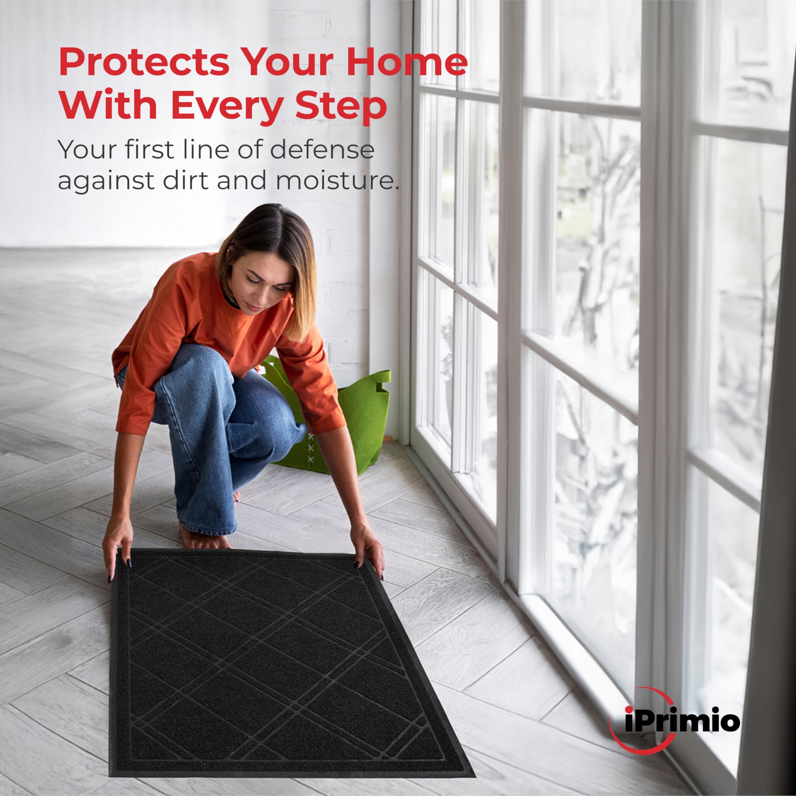 SlipToGrip Plaid Door Mat in outdoor setting