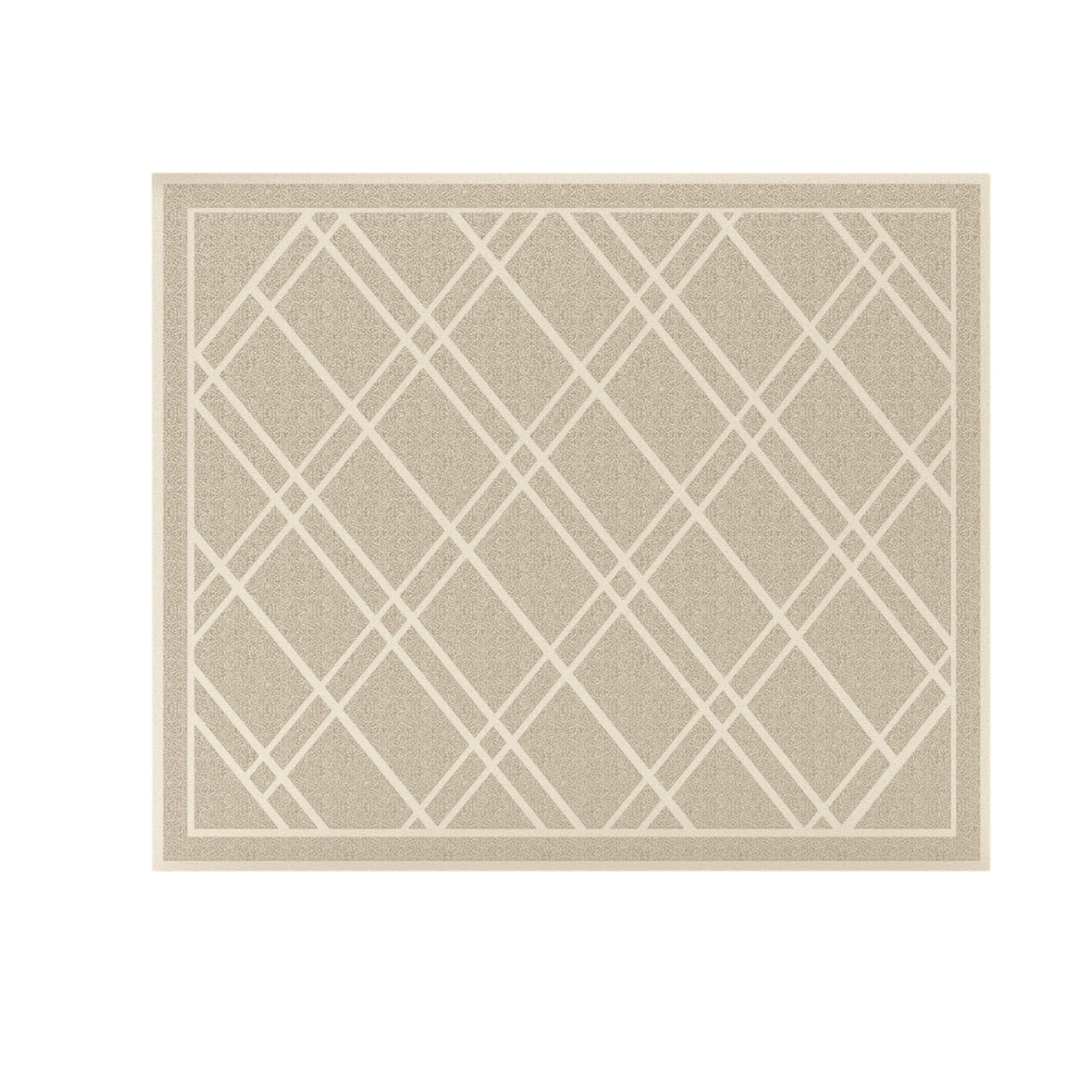 SlipToGrip Plaid Indoor Outdoor Door Mat front view in khaki