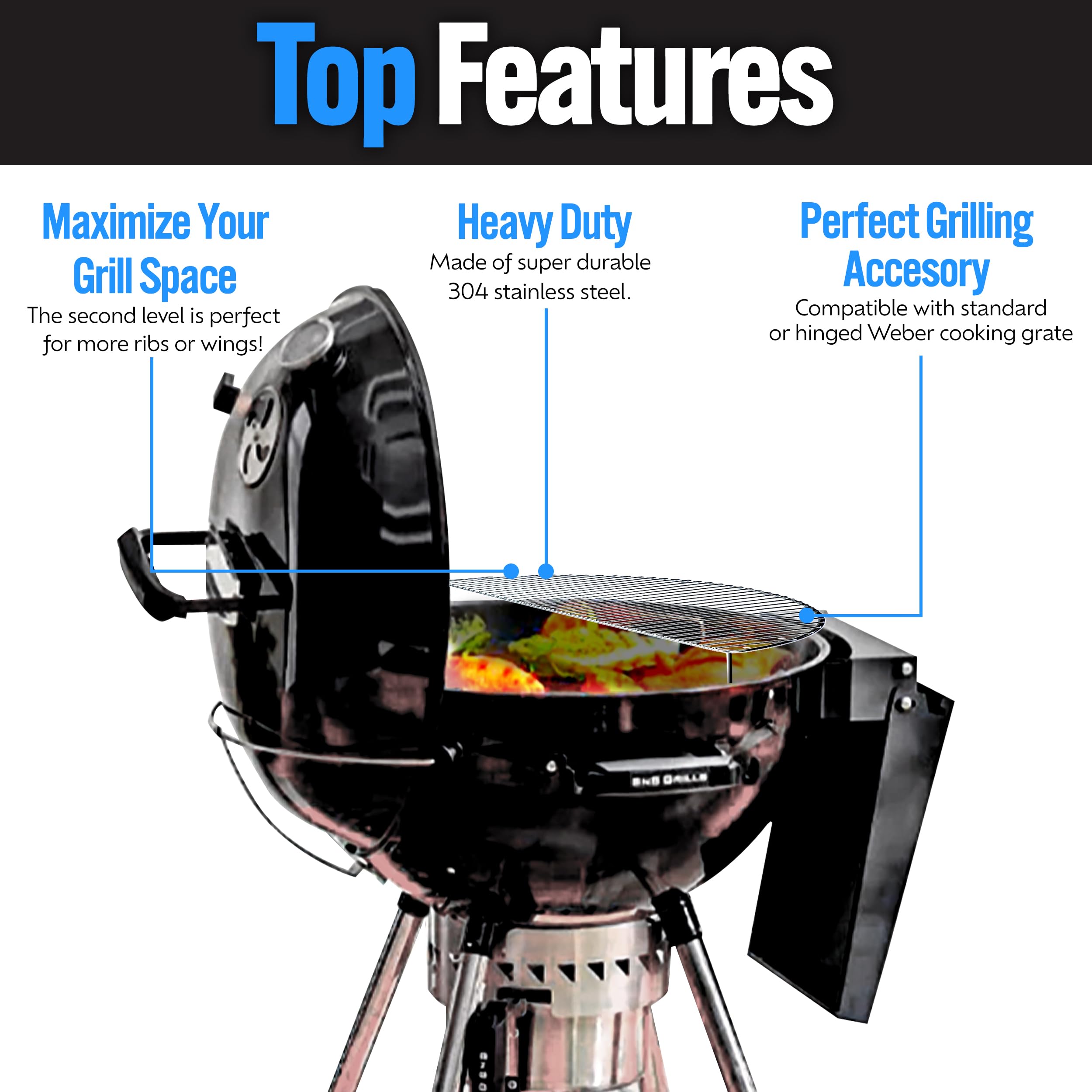 Slow 'N Sear Cooking Grate with ribs cooking