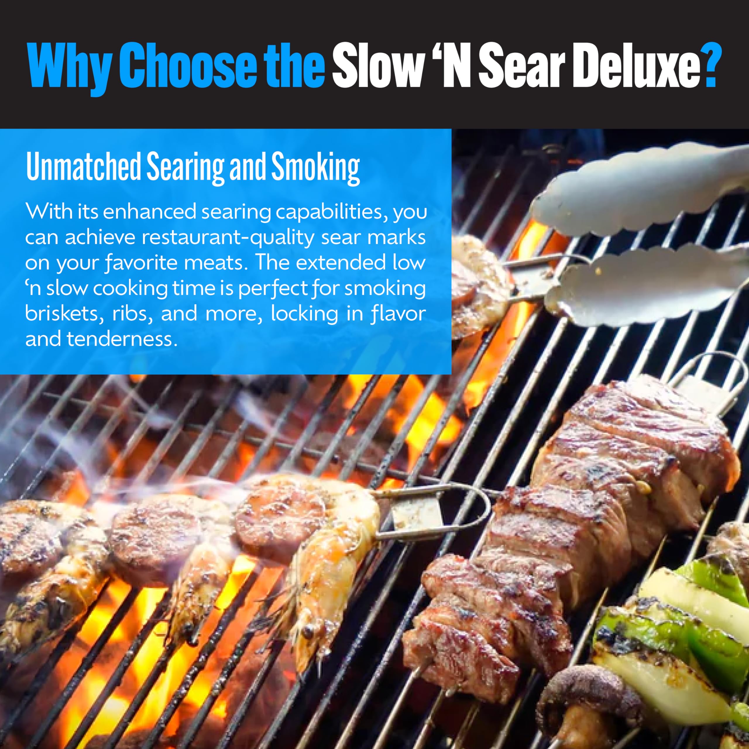 Slow 'N Sear Deluxe with smoke zone highlighted