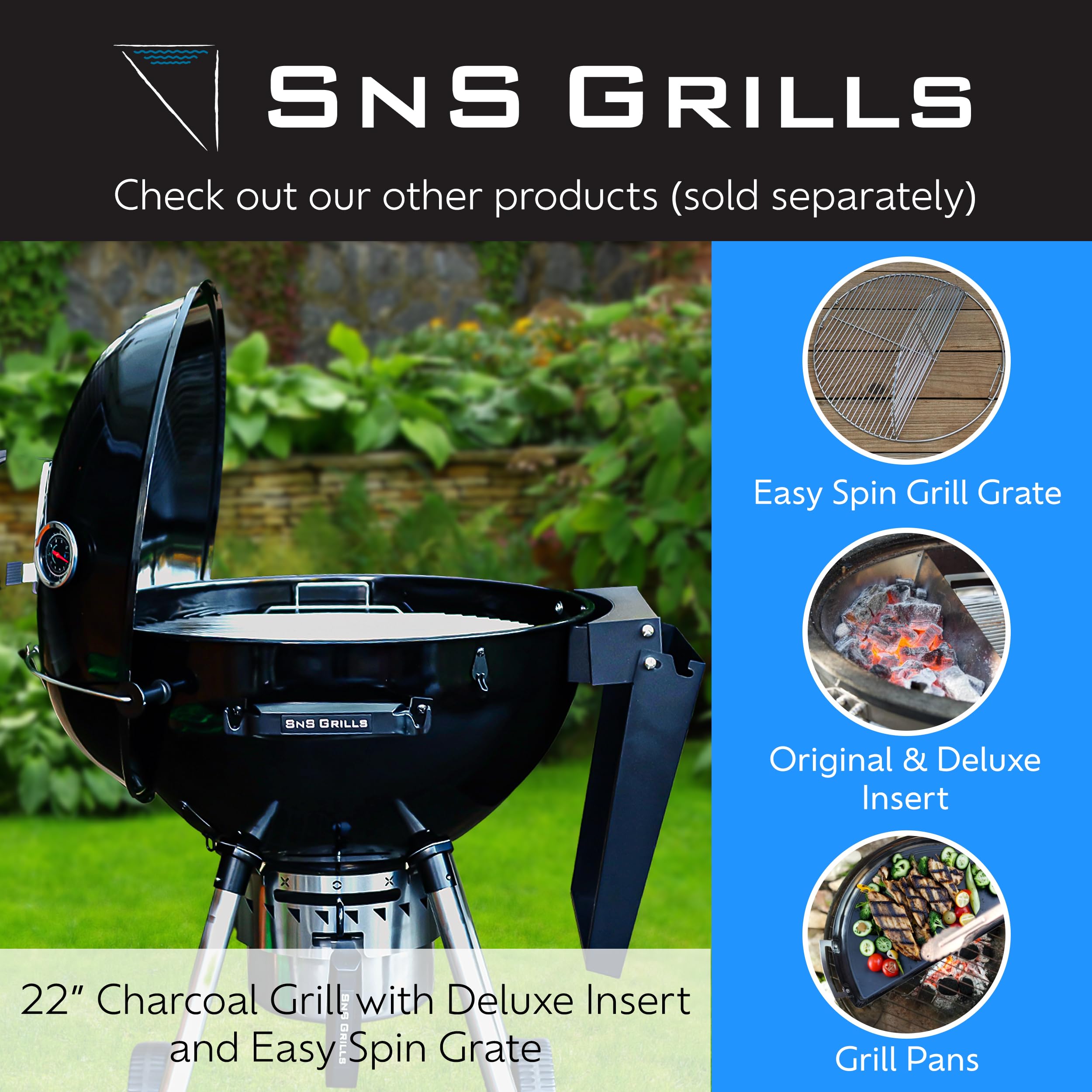 Slow 'N Sear EasySpin Grill Grate in use outdoors