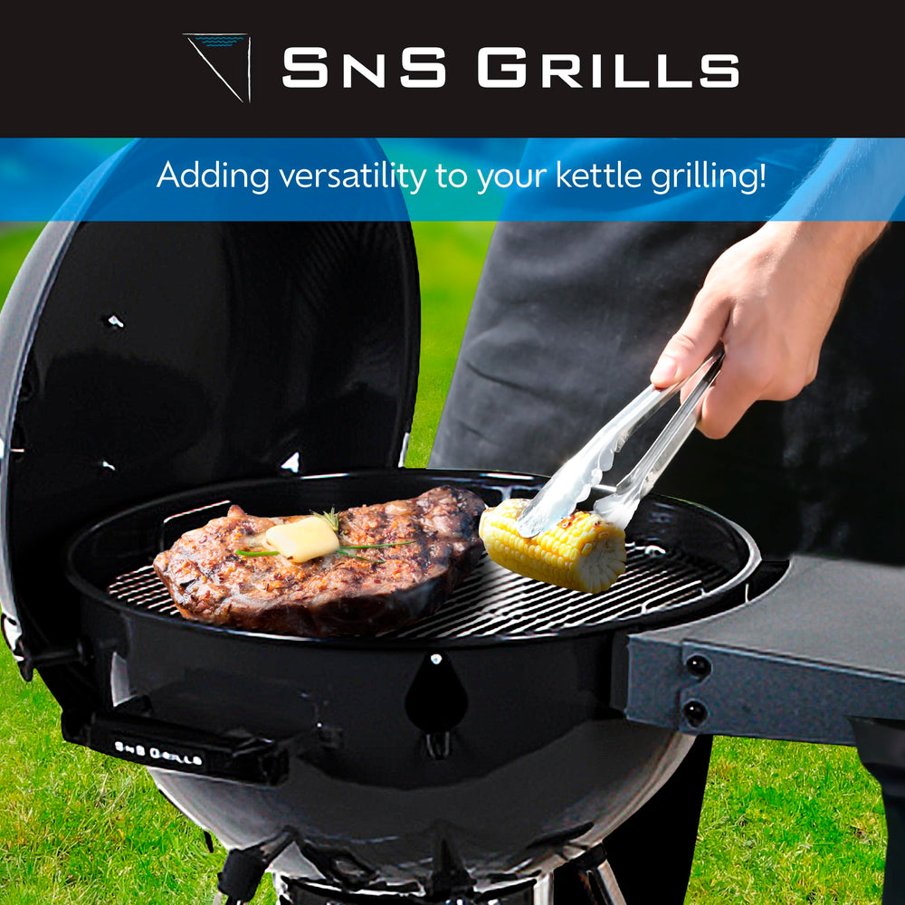 Slow 'N Sear EasySpin Grill Grate with charcoal