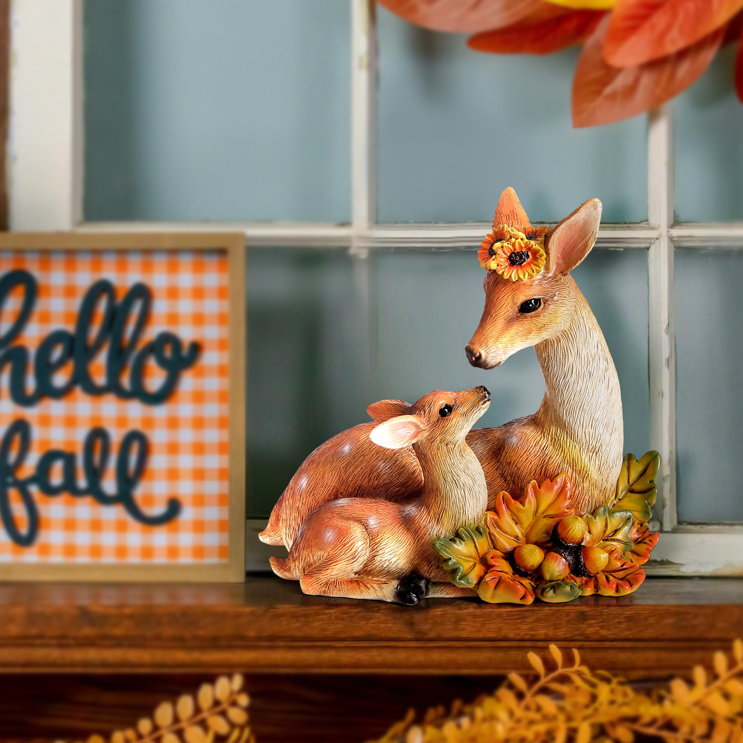 Smadeer deer decor displayed with pumpkins and autumn leaves