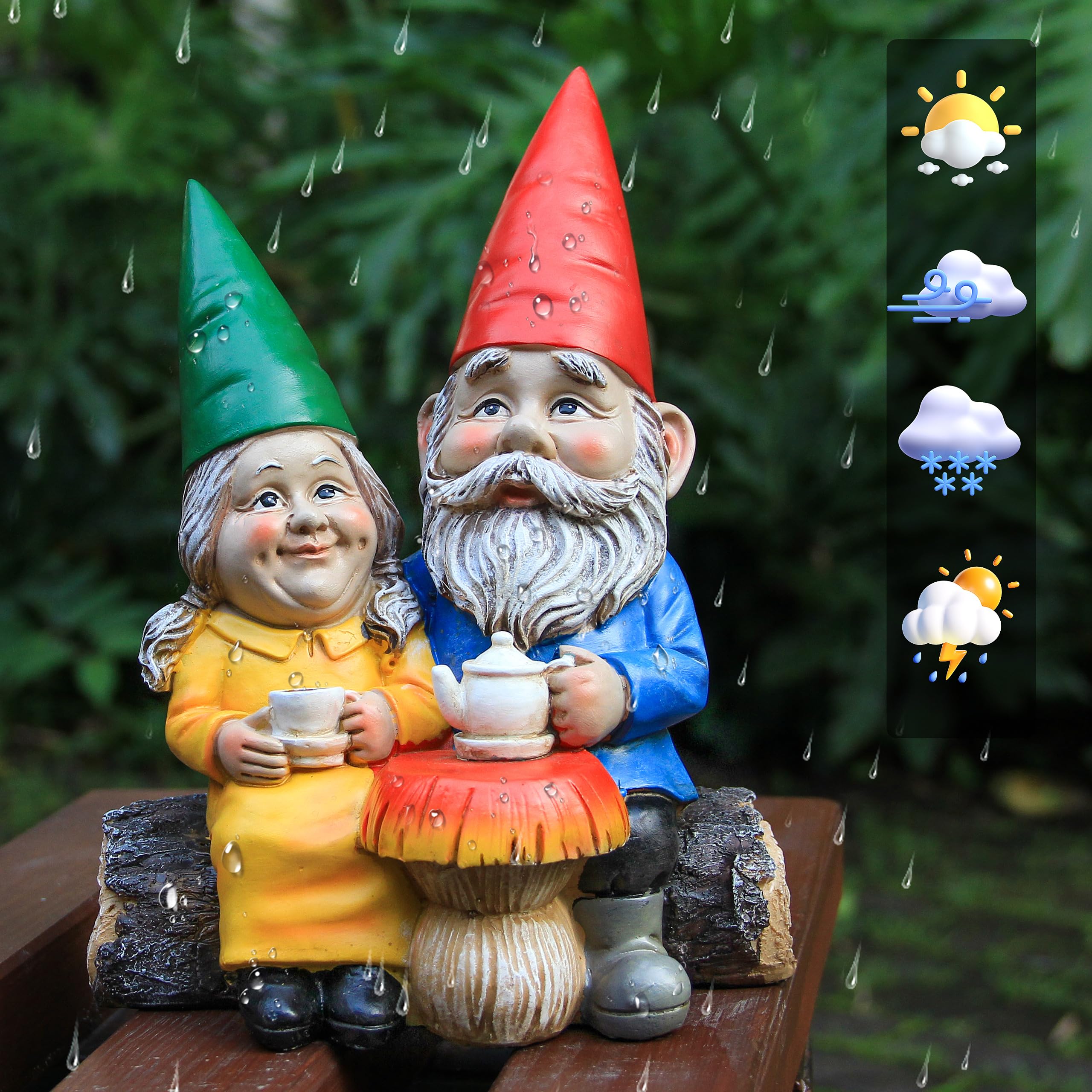 Smadeer Garden Gnome Statue placed in a garden setting