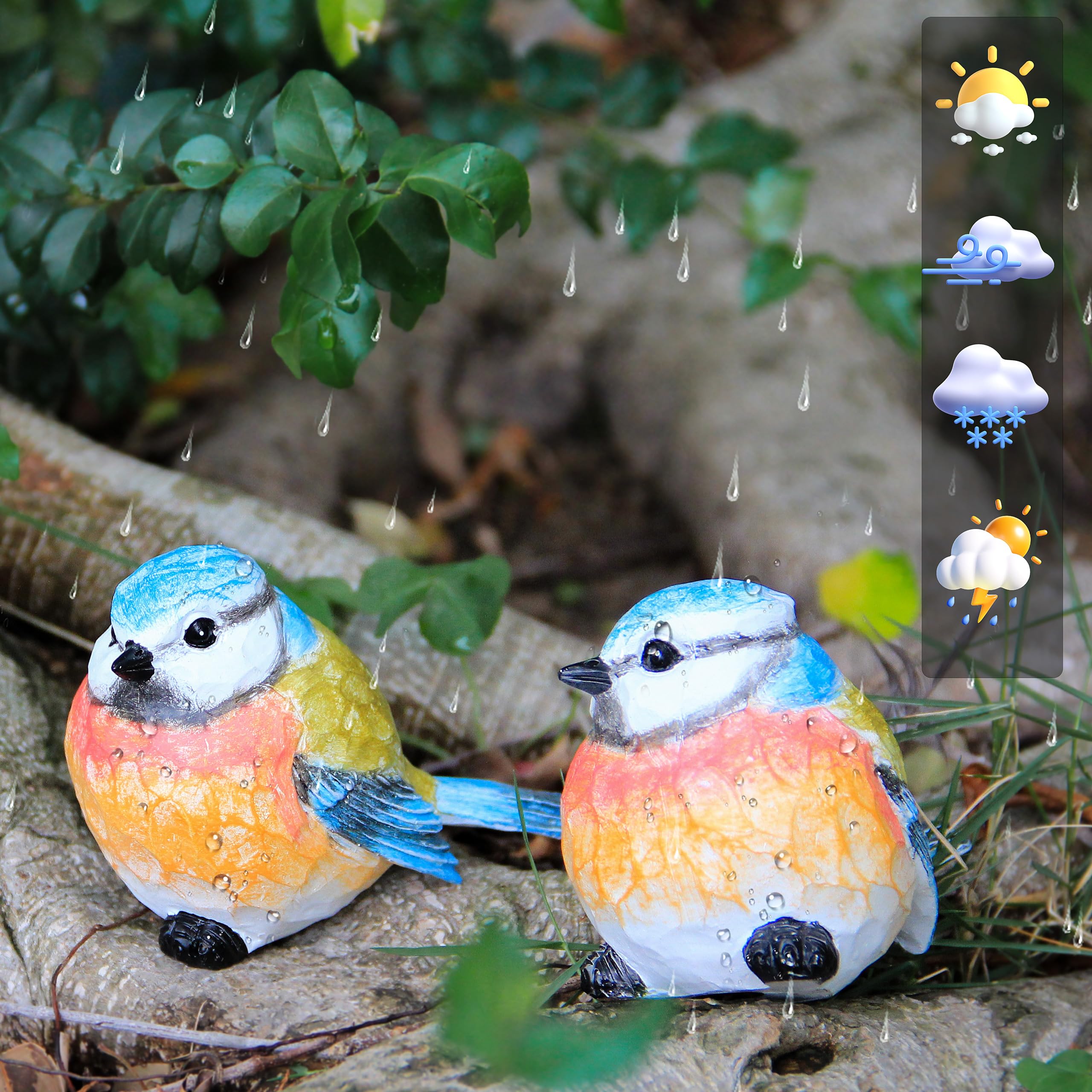Smadeer resin birds placed on a garden table