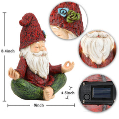 Smadeer Yoga Gnome situated in a garden with solar lights on