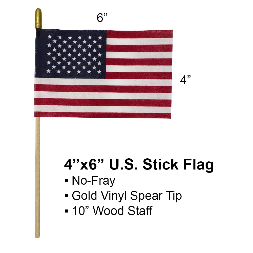 Small American flags ready for display in the garden