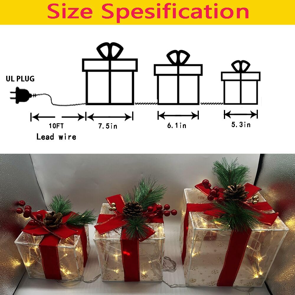 Small Lauzior lighted gift box displaying warm white lights outdoors