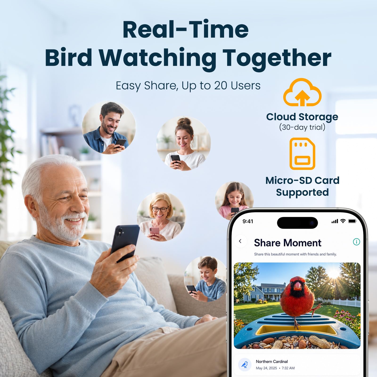 Smart Bird Feeder with Camera in outdoor setting
