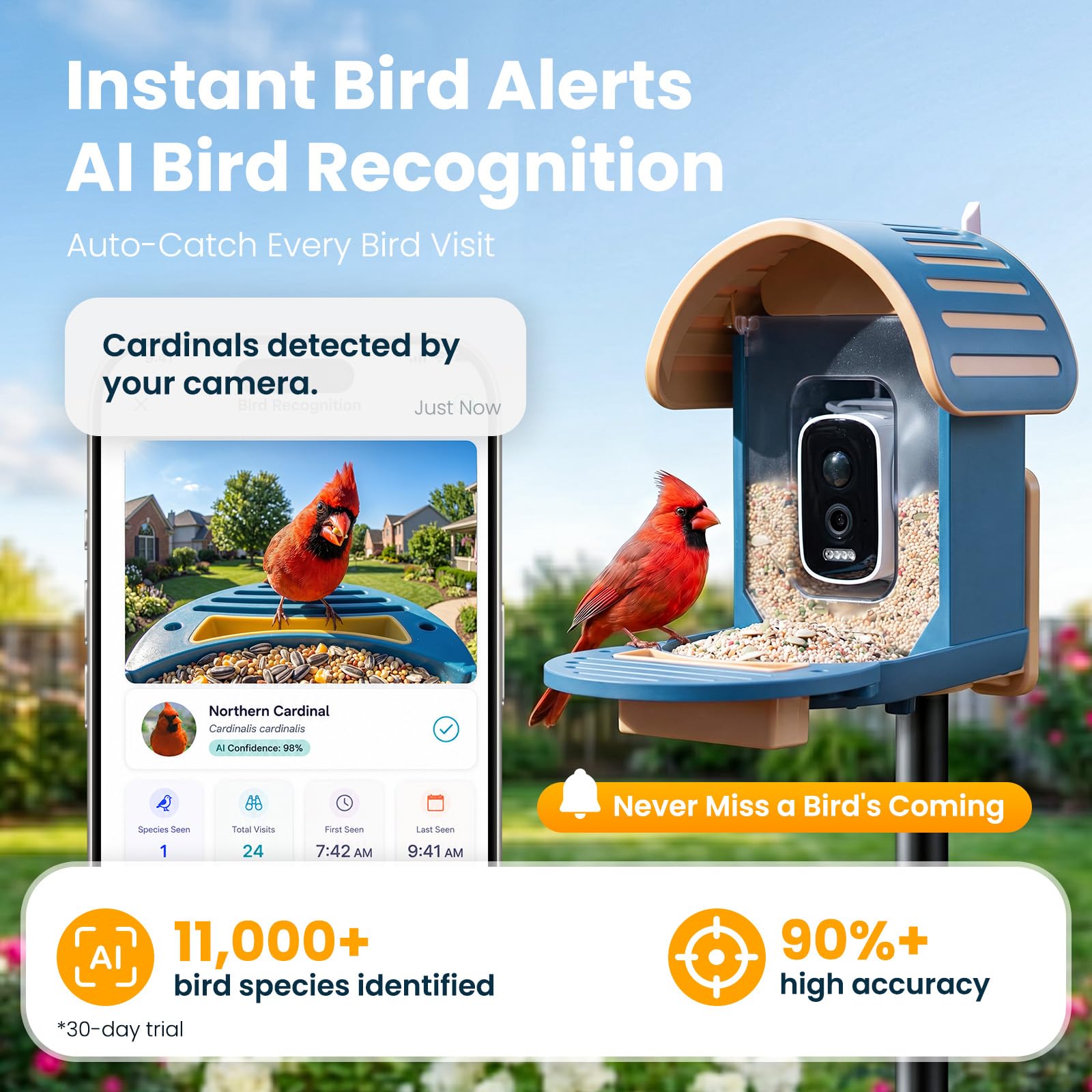 Smart Bird Feeder with Camera solar panel detail