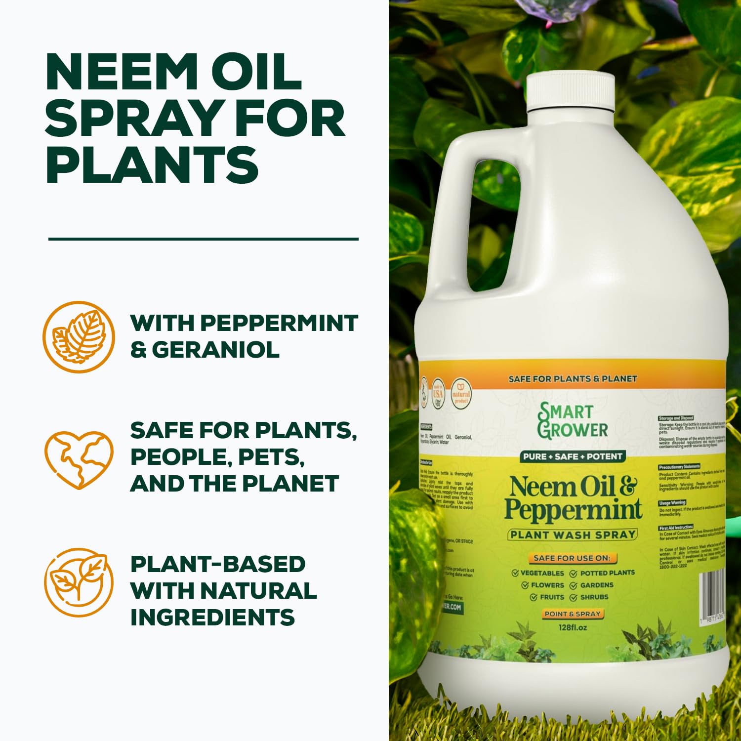 Smart Grower Neem Oil Spray 128 Fl Oz back view