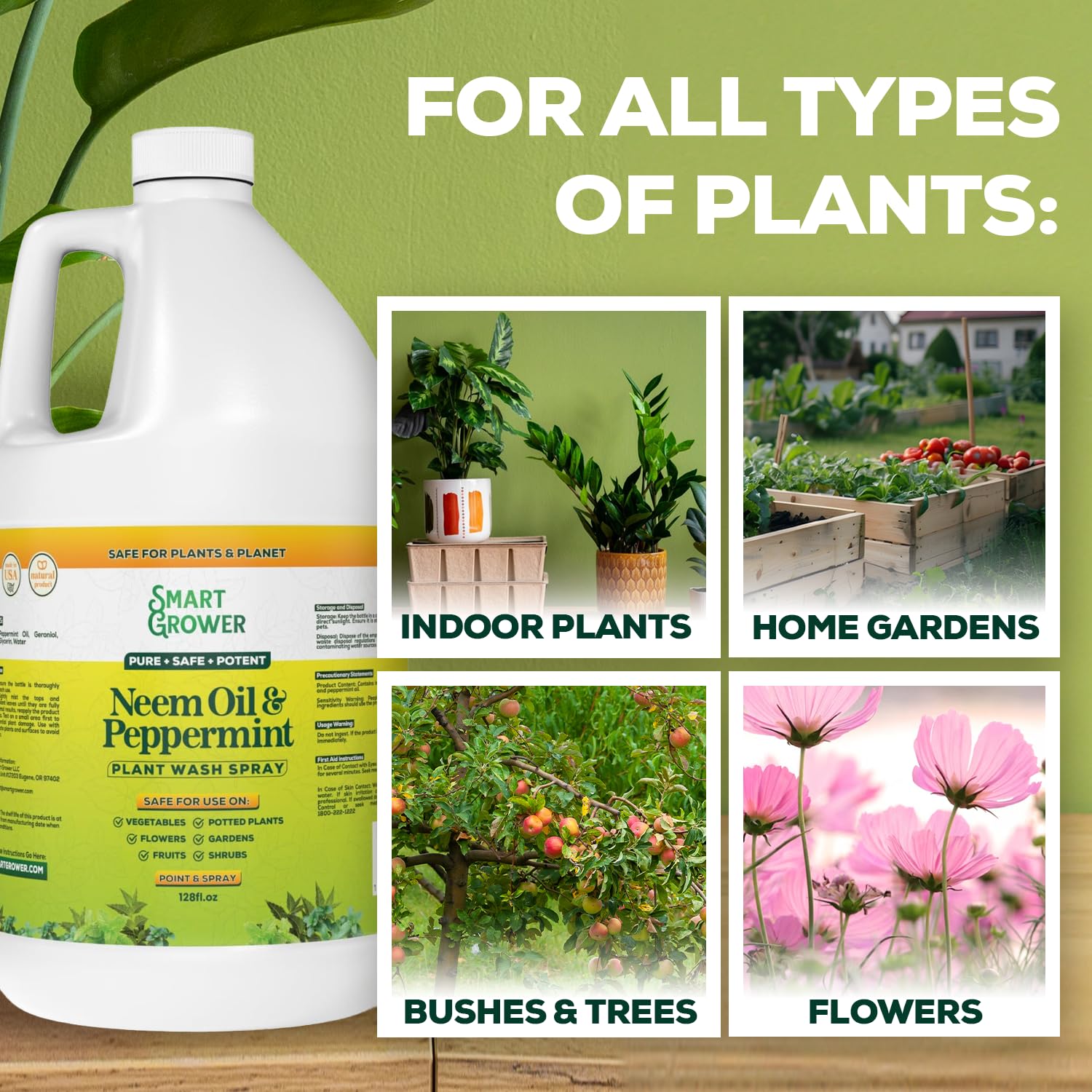 Smart Grower Neem Oil Spray on a plant's leaves
