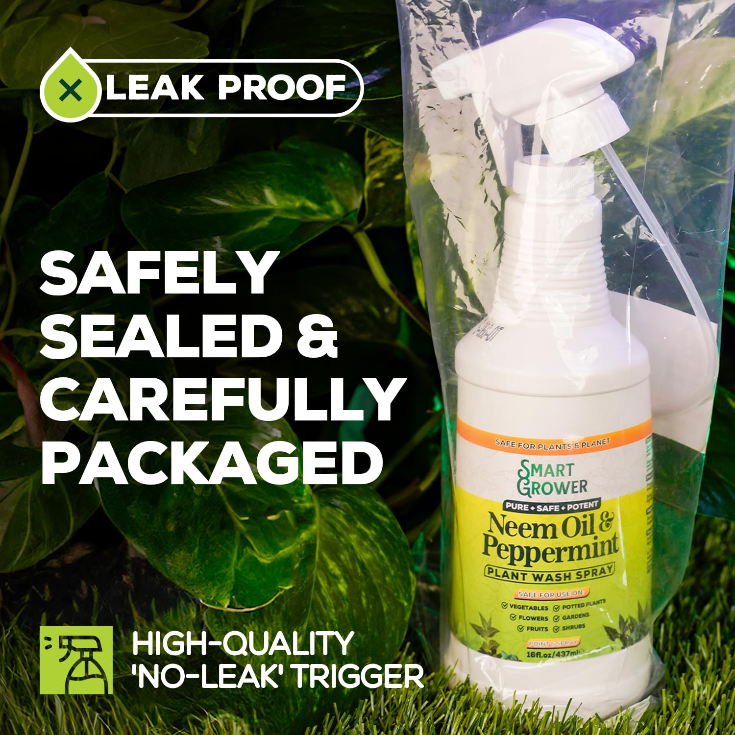 Smart Grower Neem Oil Spray with peppermint leaves