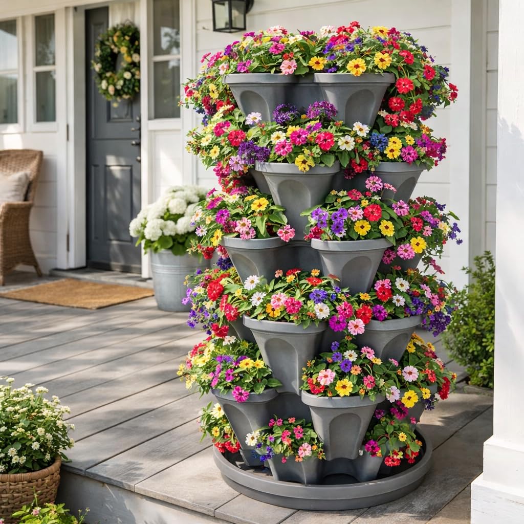 smart spring stackable planter close-up of drainage system