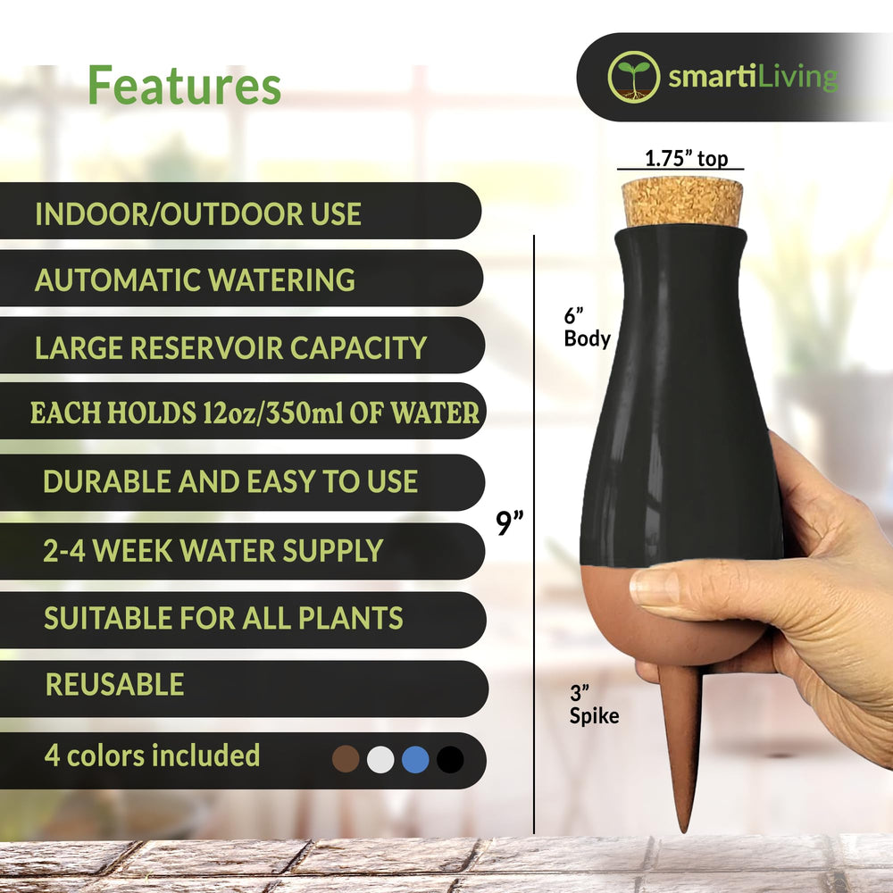SMARTILIVING Drip Irrigation Stake installed in a potted plant