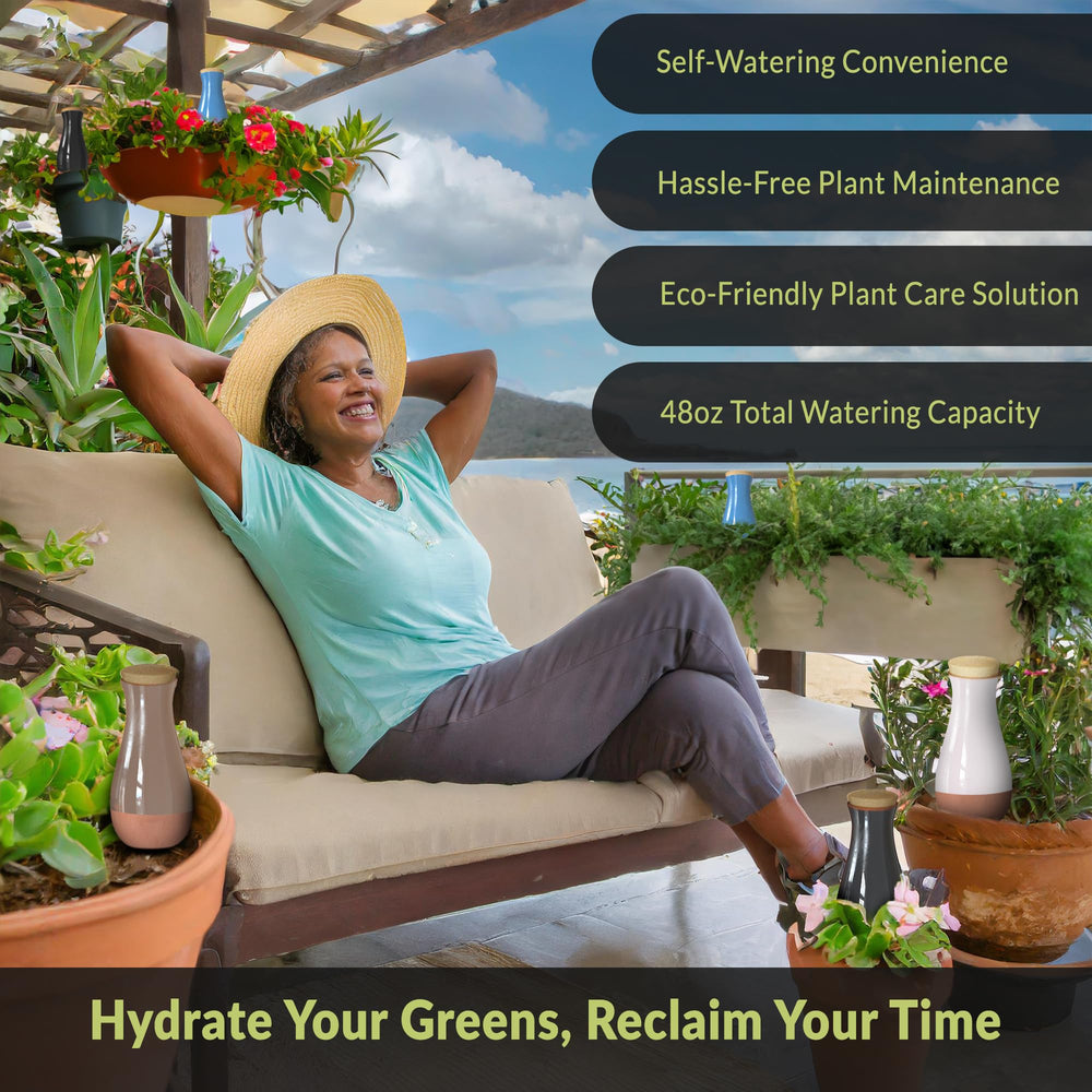 SMARTILIVING Ollas terracotta watering globe in potted plant