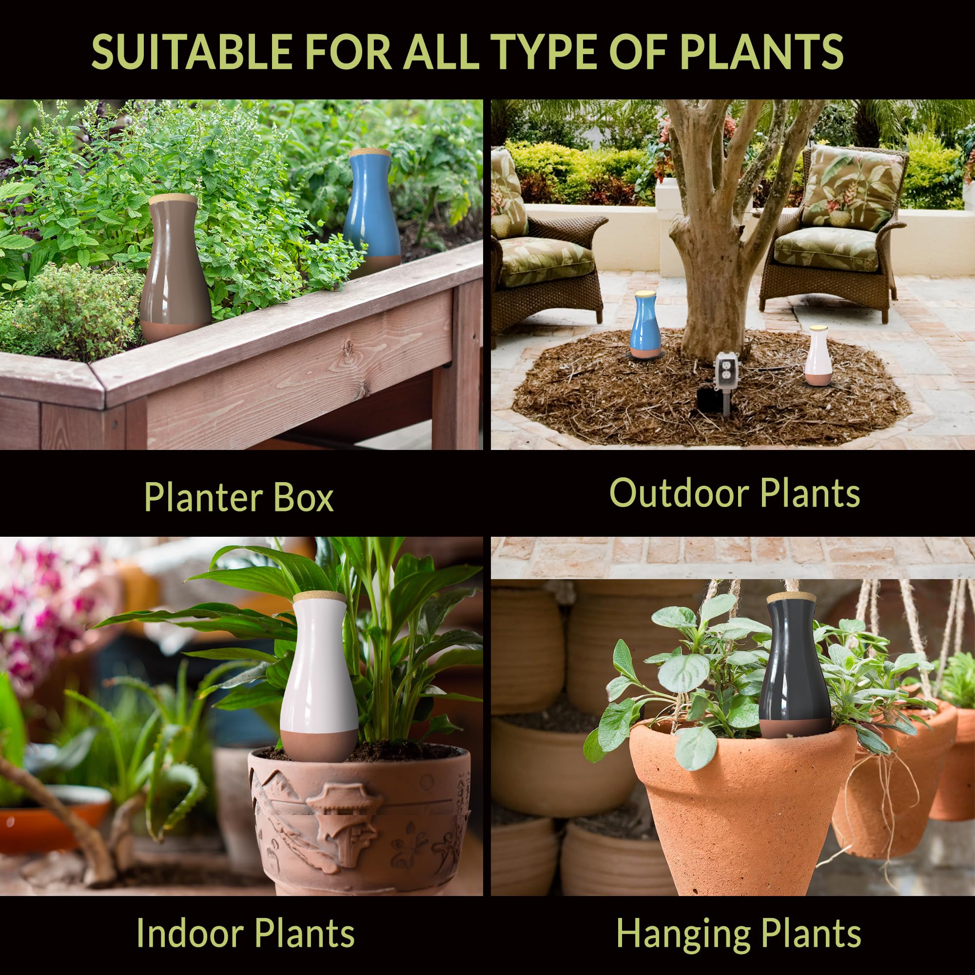 SMARTILIVING Ollas watering globes displayed on patio