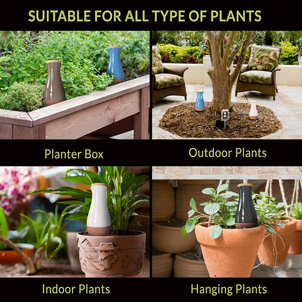 SMARTILIVING Ollas watering globes displayed on patio