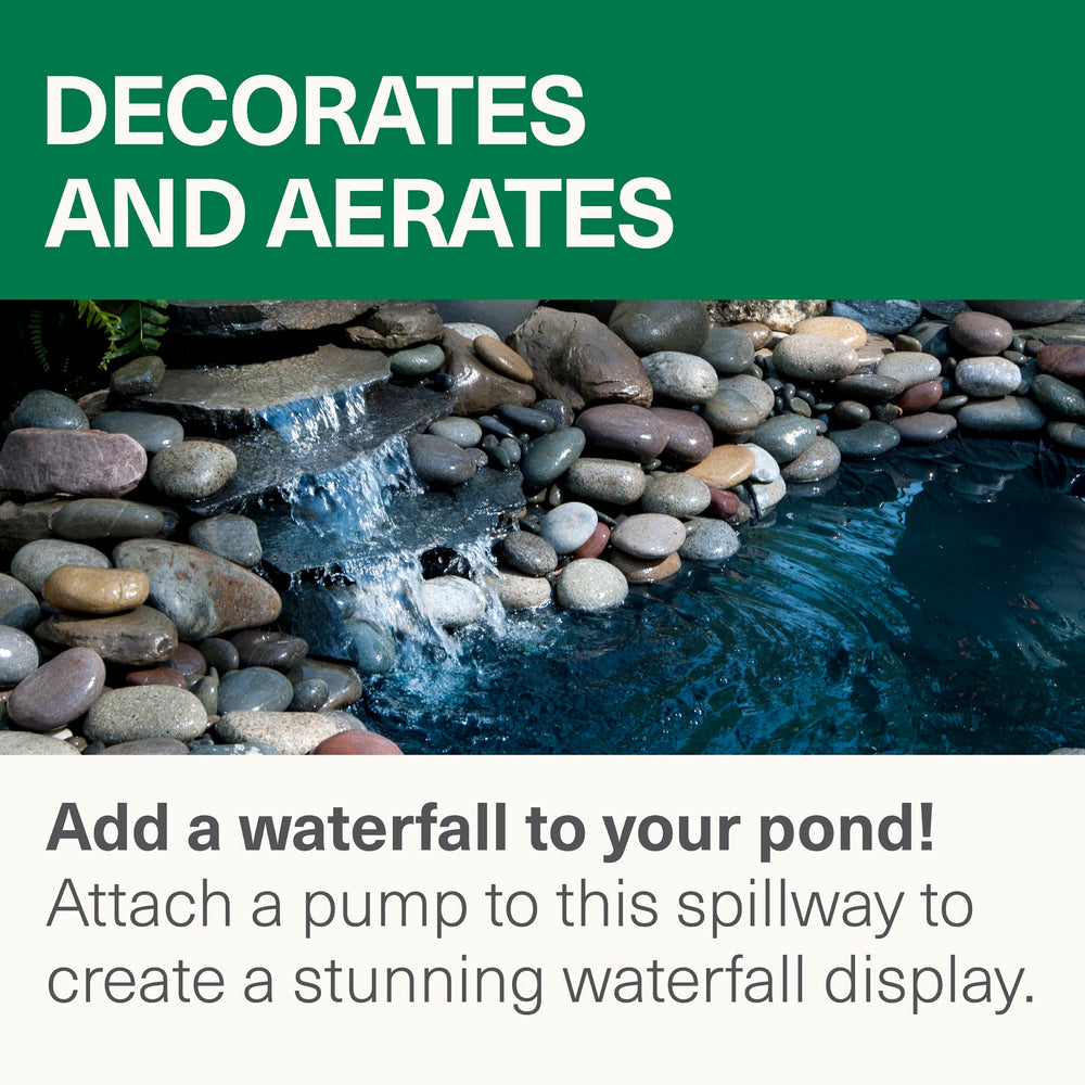 Smartpond Waterfall Spillway installed in a pond with flowing water