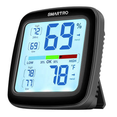 SMARTRO SC42 Digital Hygrometer front view showing LCD display