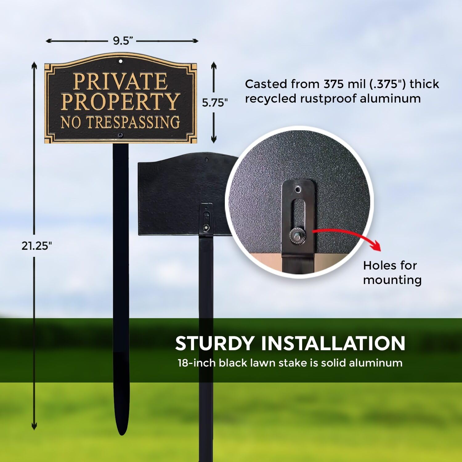 SmartSign Private Property plaque with black lawn stake
