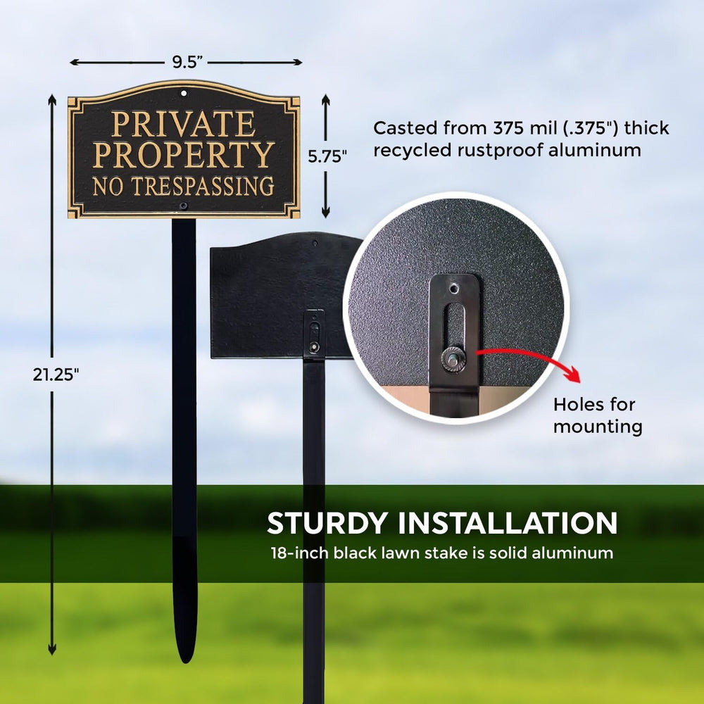 SmartSign Private Property plaque with black lawn stake
