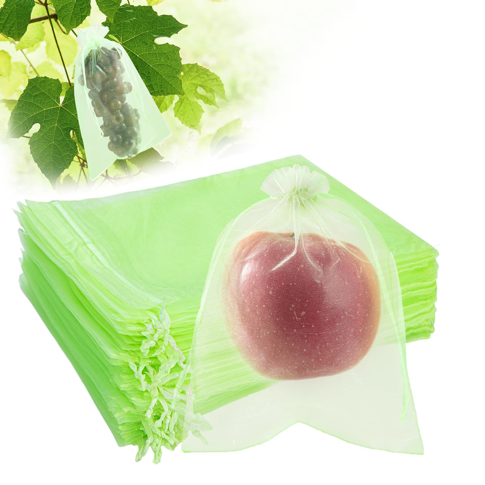 SmileLucky 100PCS Fruit Protection Bags green mesh front view