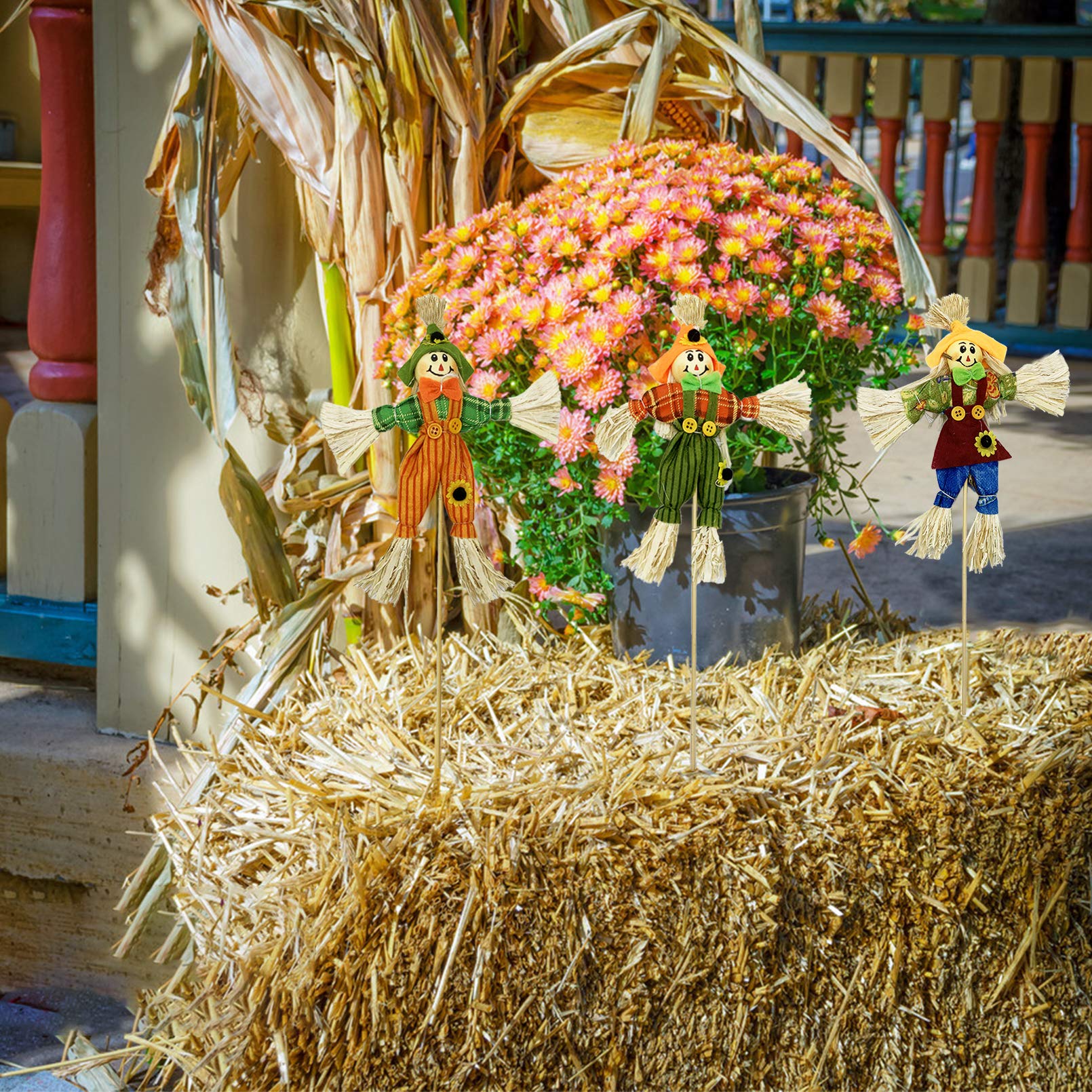 Smiling EBaokuup scarecrow decoration with vibrant colors