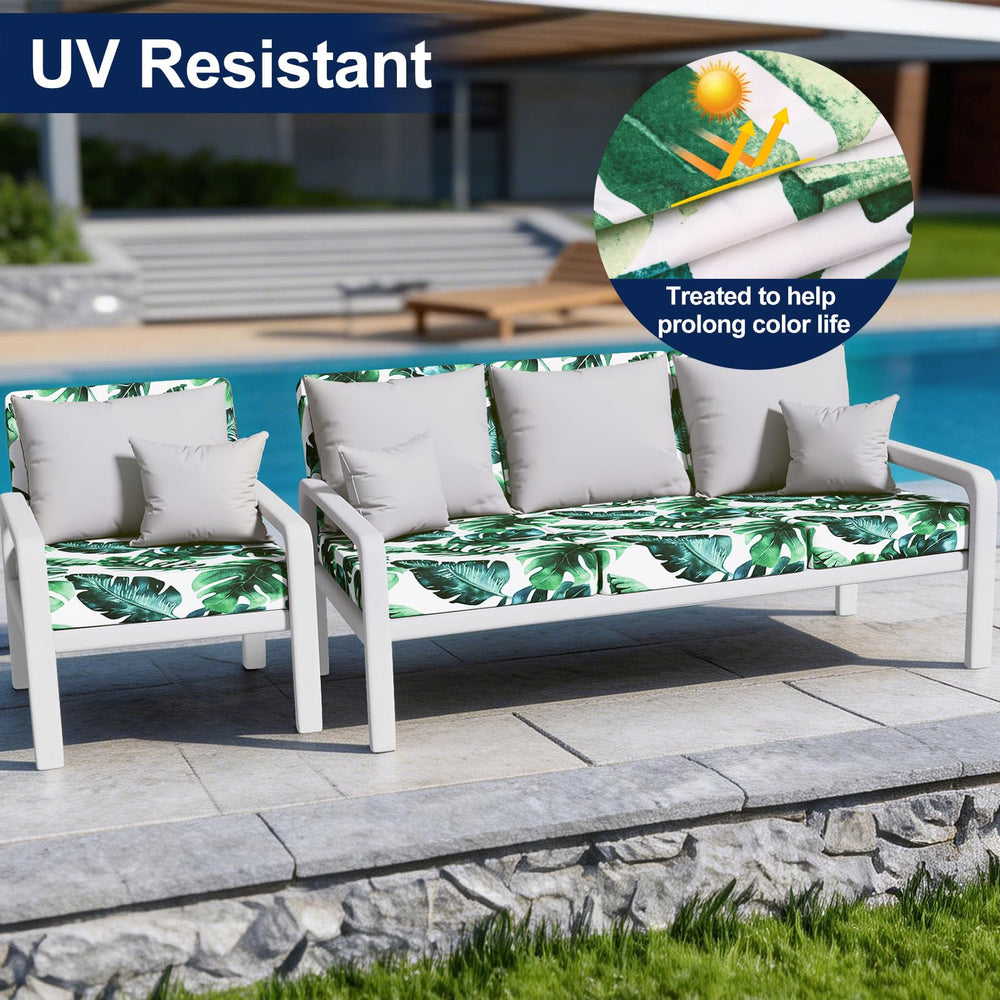Smiry cushion cover on outdoor chair, stylish setting