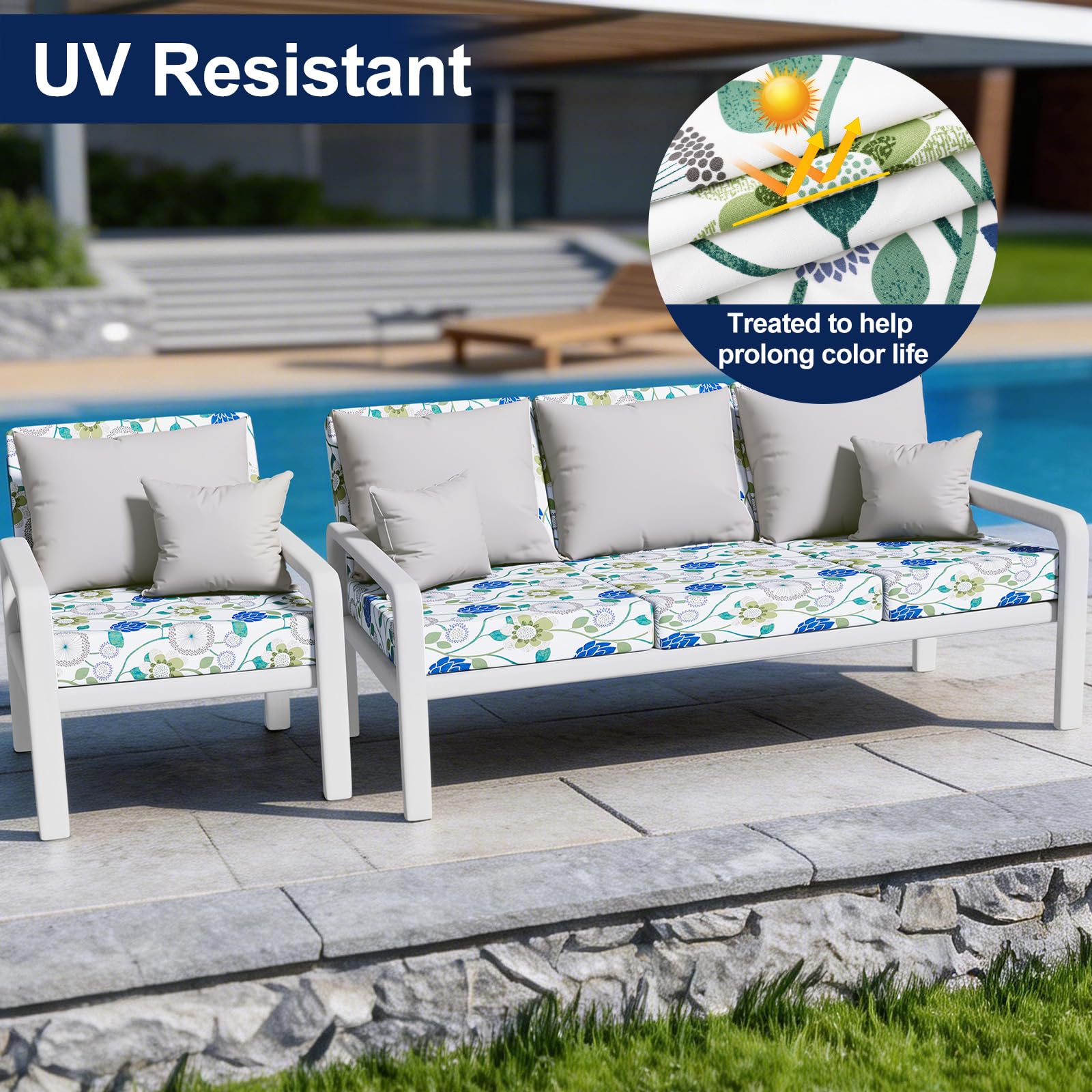 Smiry Cushion Cover on outdoor furniture, showcasing fit