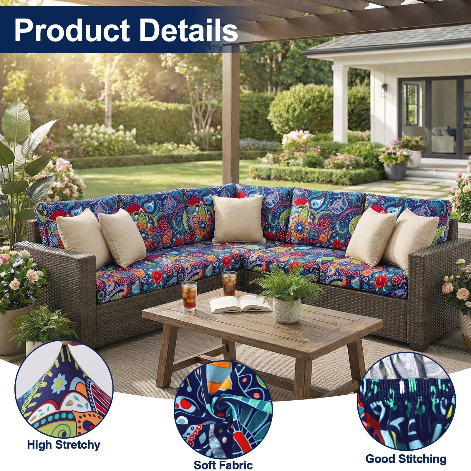 Smiry cushion covers on a patio chair