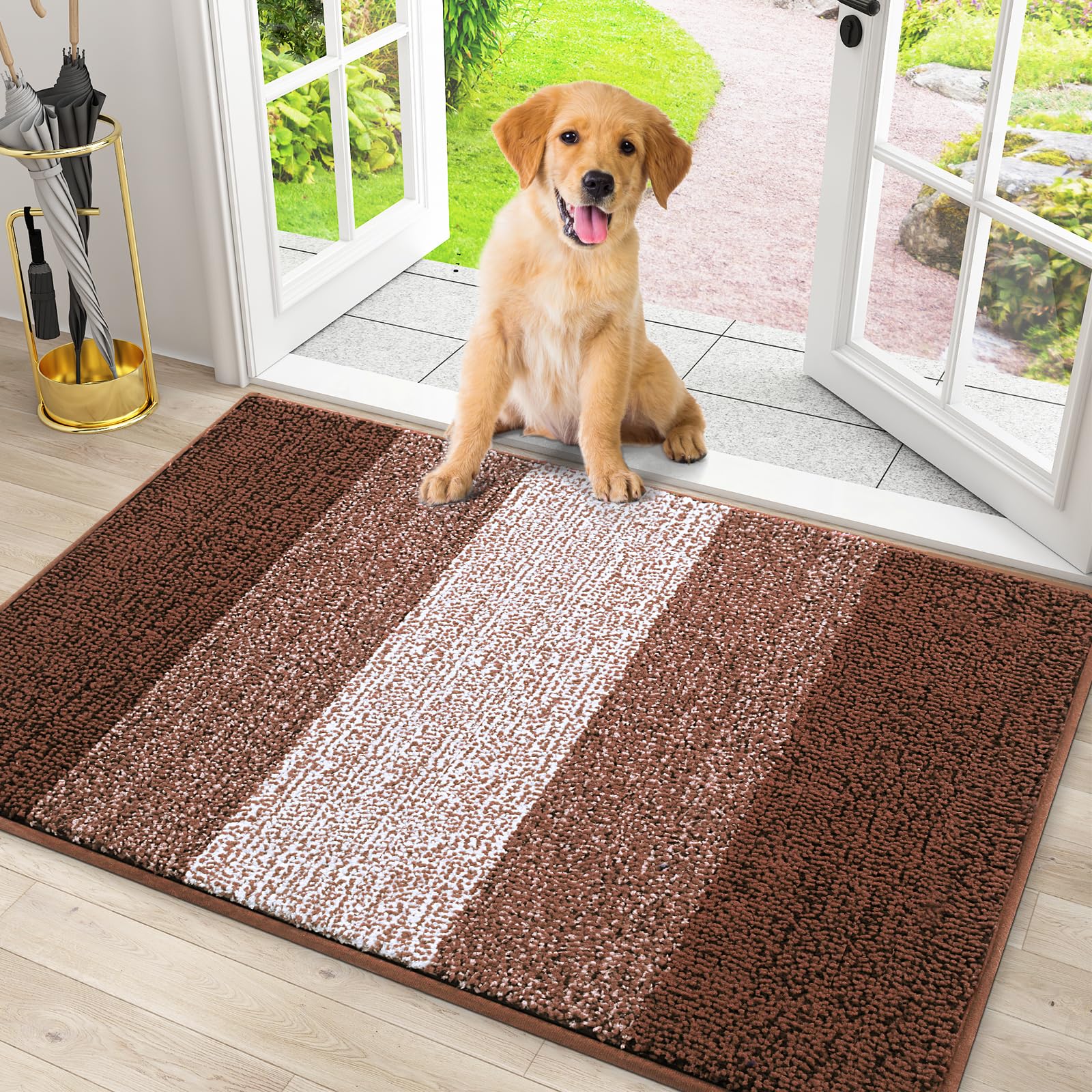 Smiry Dog Door Mat front view, brown colour, 30x20 inches