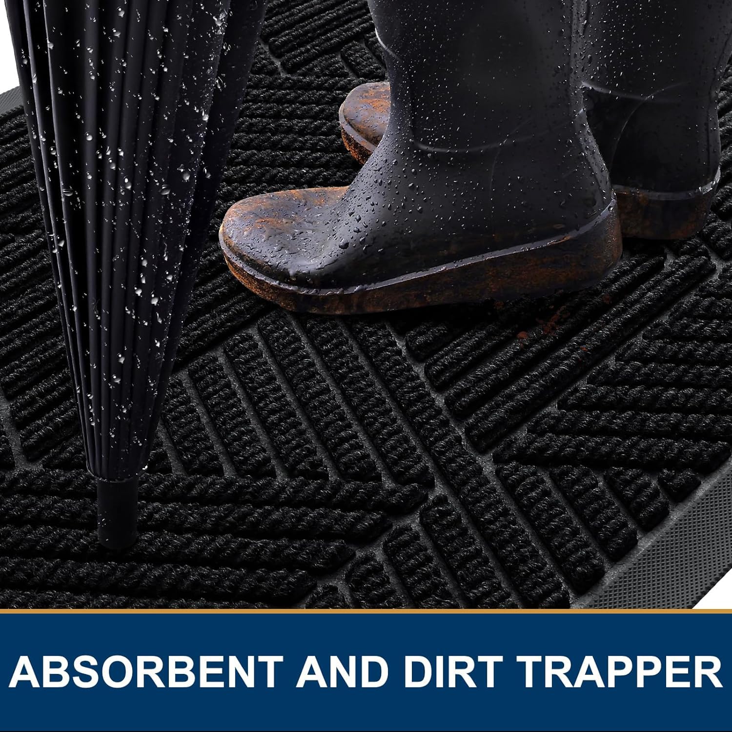 Smiry doormat back view with non-slip rubber base
