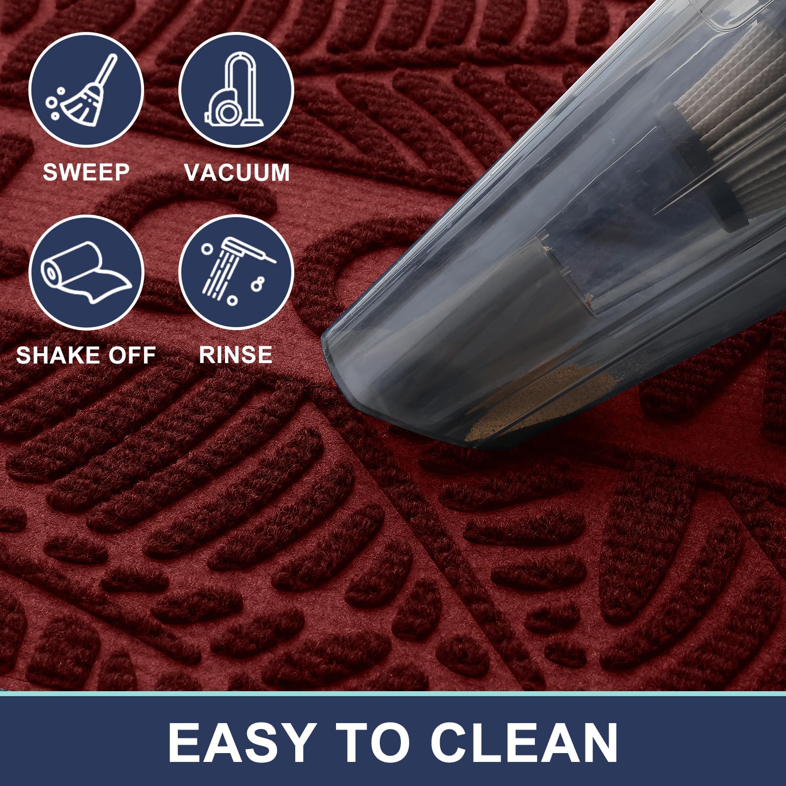 Smiry doormat being cleaned with a garden hose