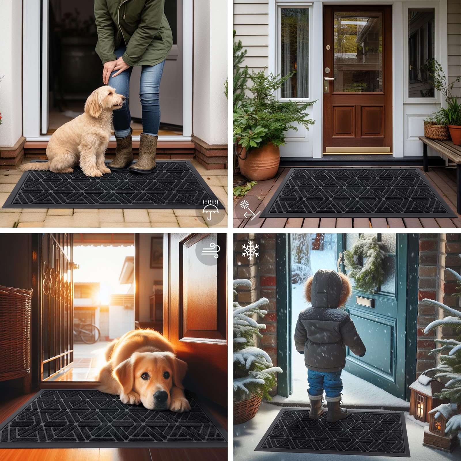 Smiry doormat being cleaned with a hose