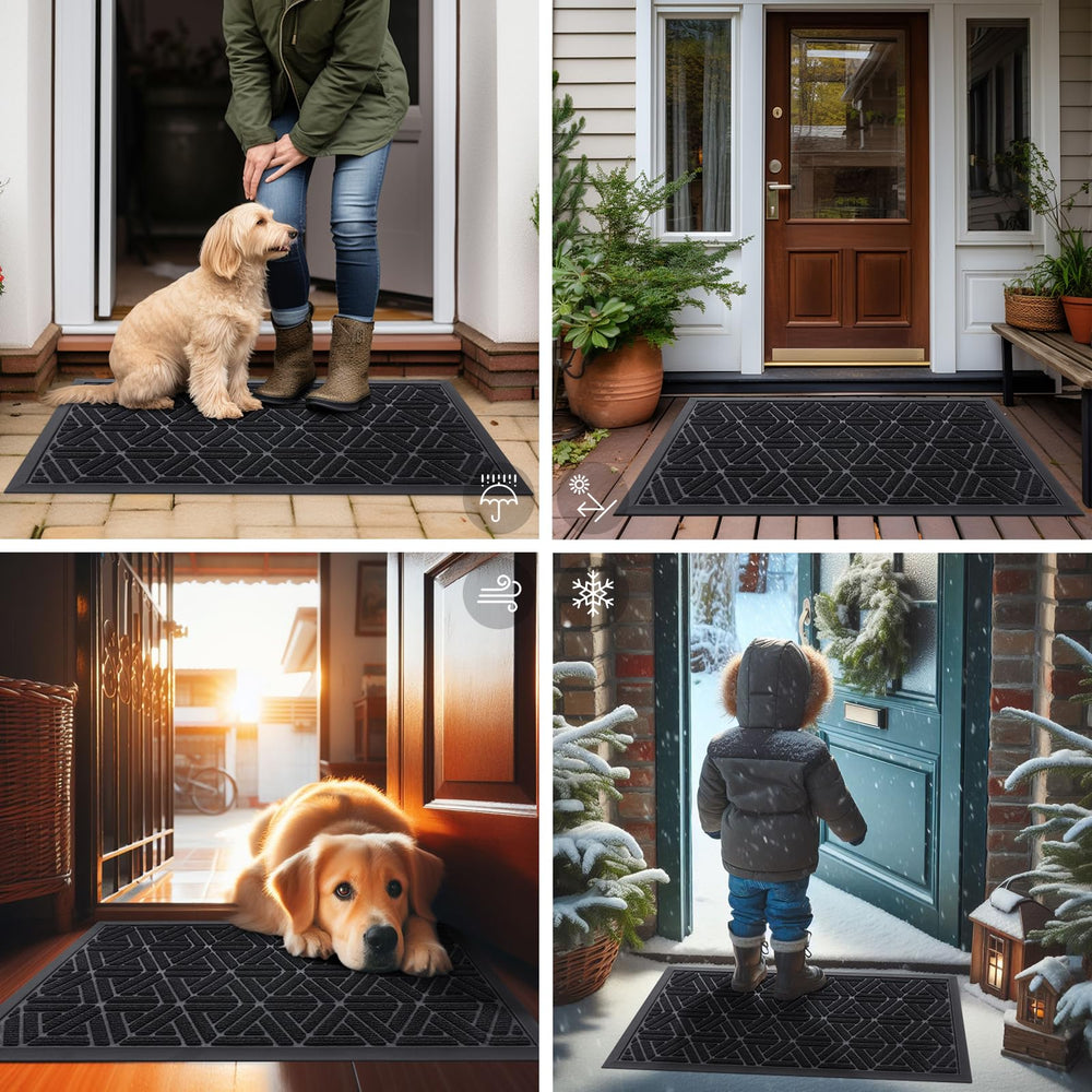 Smiry doormat being cleaned with a hose