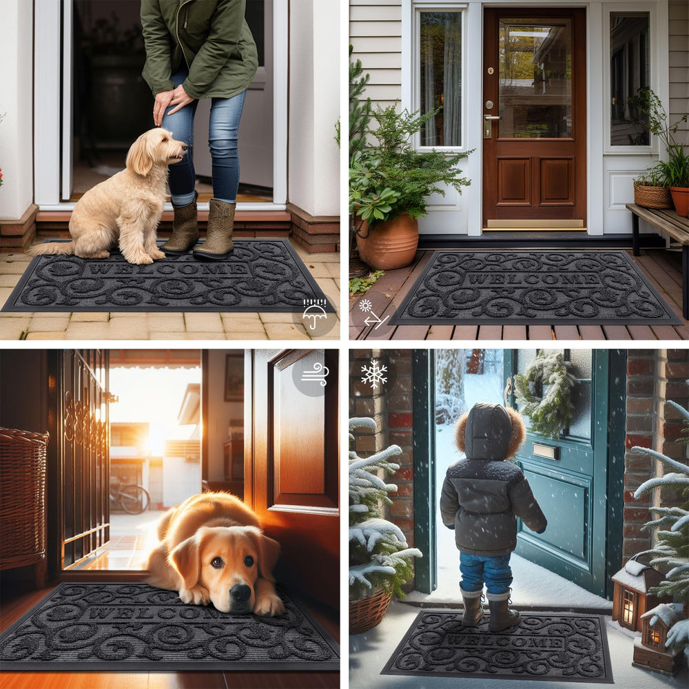 Smiry doormat being cleaned with a hose
