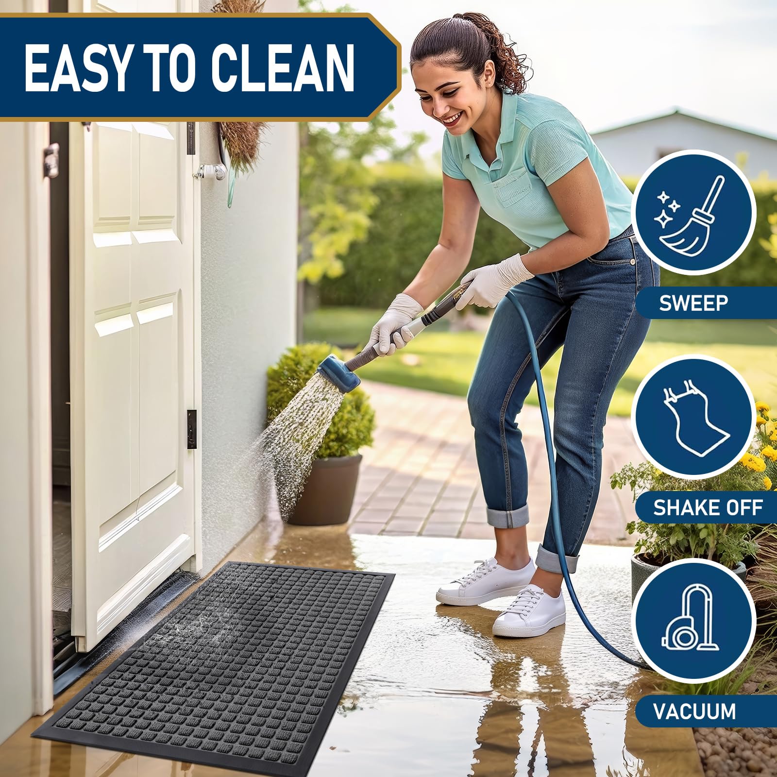 Smiry doormat in a garden setting
