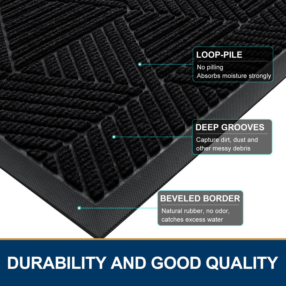 Smiry doormat in outdoor setting, black colour